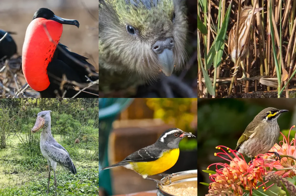 Collage of birds with funny names
