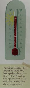 A thermometer with rising temperatures in the book WORLD WITHOUT BIRDS