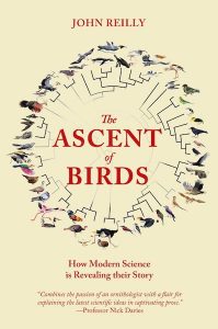 Ascent of Birds cover - a round taxonomic tree of bird-life on a yellow background with the title in red text