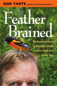 Cover of Feather Brained by Bob Tarte. The author with a Baltimore Oriole photoshopped onto his head.
