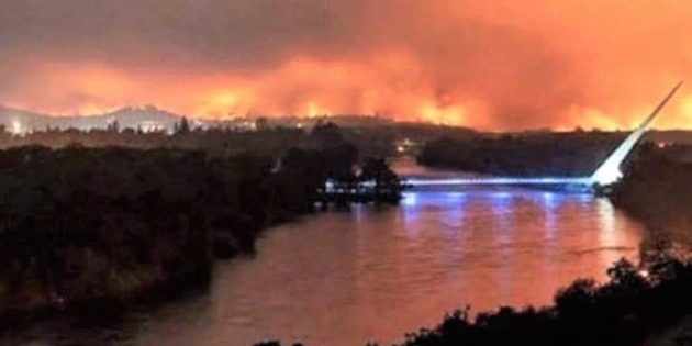 Carr Fire Over Sundial Bridge