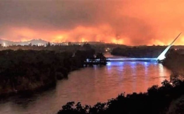 Carr Fire Over Sundial Bridge